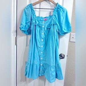 Stoney Clover Lane x Target Blue Ruffle Linen Dress